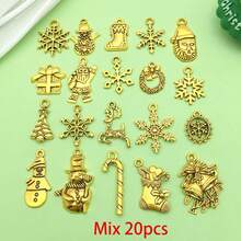 20/100pcs Alloy Christmas Charms Mixed Santa Snowman Snowflake Bell Gift Box Pendants For DIY Bracelet Necklace Jewelry Making Supplies - Multicolor - View 9
