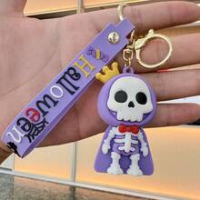 Halloween Pumpkin Cartoon Keychain, Soft Rubber Material Small Accessory, Cute Creative Car Pendant Or Key Ring, Adorable Spooky Charm For Handbag Backpack Purse, Party Favor Gift For Friends Kids Adults, Unique Funny Home Decoration - Multicolor - View 8