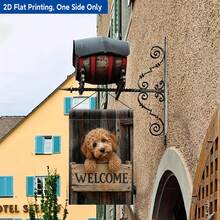 1pc 2D Flat Printed Garden Flag, 11.8*17.7 Inch Polyester Single-Sided Printed Yard Flag, Cute Teddy Puppy Wood Grain Welcome Hanging Flag, For Patio Porch Yard Decor, Outdoor Decoration, Adorable Pet Theme Home Decor, No Flag Pole - A - View 4