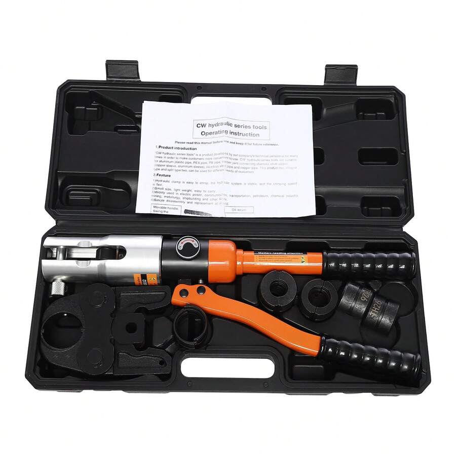 Virellio CW‑1632 Hydraulic Pipe Crimping Tool, 10T Crimping Tool Set With TH16‑TH32 Press Jaws For Aluminum‑Plastic And PEX Pipes - turuncu - Görünüm 1