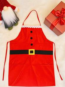 1pc Santa Claus Chef Style Red Apron, Suitable For Home Kitchen, Christmas Party, Christmas Dinner, New Year Party, Restaurant, Hotel, Cafe And Other Occasions - One Size Fits All - View 7