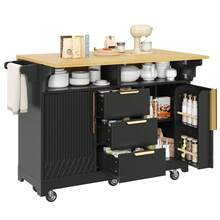 Sideboard Made Of Wood With 3 Drawers With Storage Adjustable Black For Living Room And Dining Room - Black - View 9