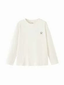 Balabala Soft Long Sleeve T-Shirt, Suitable For Girls, Boys & Unisex, Essential For Spring & Autumn - Original White - View 5