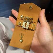 1 buah/5 buah Tas Penyimpanan Perhiasan Gulung, Tas Gulung Perhiasan Mini Ultra Kecil, Tas Penyimpanan Anting Cincin Kalung, Tas Penyimpanan Perhiasan Rumah Tangga - MultiWarna - View 10