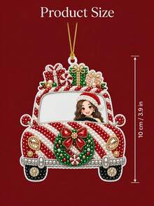 Customized Photo Pearl Painting Car Hanging Ornament Set, DIY 3D Diamond Painting Hanging Decor With Photo Window, Christmas Tree/Home/Bedroom Sun Catcher Handmade Ornament, Handmade Gift For Women And Pet Lovers - Multicolor - View 9