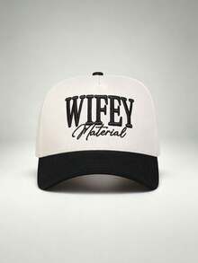 1pc Men Hat WIFEY Materiae Embroidered Two Tone Baseball Cap Adjustable Design Perfect For Parties, Hiking, Travel, And Sun Protection - Multicolor - View 12