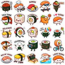 50Pcs Happy Sushi Food Graphic Stickers, Smiling Japanese Snack Waterproof Decals For Notebook, Luggage, Skateboard - Multicolor - View 9