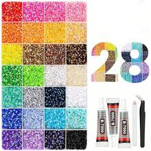 32,000pcs/40 Colors/6mm Flat Back Rhinestone Set, Multi-Color Handmade Gemstone Set With Pickup Pen And Tweezers, Suitable For DIY, Clothing, Shoes, Shiny Decorations, Colorful Mixed Palette - Multicolor - View 20