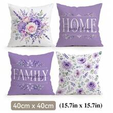 4pcs/1pc Floral & Text Pattern Pillow Covers, Single-Sided Printed Pillow Covers, Suitable For Living Room, Bedroom, Home Decor, All-Season Pillow Covers - Multicolor - View 16