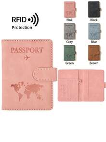 Travel Passport Holder Portable Wallet Case For Men Women Multiple Functions Card Travel Essential Vacation Hotel Cruise Back To School Accessories - Multicolor - View 5