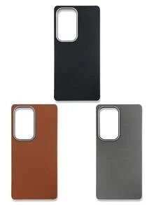 1 Set 3pcs Solid Color Lychee Texture Faux Leather Large Window Phone Case Covers, Black / Caramel Brown / Premium Gray Minimalist Solid Color Leather Texture Full Coverage Protective Shell, Raised Camera Frame Anti-Drop Anti-Slip Soft Shell, Business Commute Premium Style, Autumn/Winter Bestselling Phone Case, Suitable For Personal Use, Birthday Gift Choice; Compatible With IPhone Case & Galaxy Case, Compatible With IPhone 17/17 Pro/17 Pro Max - Multicolor - View 28