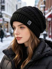 1pc New Autumn/Winter Solid Color Knitted Beanie Hat, Unisex Fashion Versatile Warm Woolen Cap For Daily Outdoor Cold Weather Travel - Multicolor - View 10