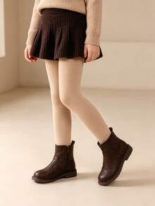 2pcs Children's Simple Versatile Brushed Skin-Tone Tight Base Layer Tights, Girls' Dance Socks, Girls' Winter Warm Skin-Tone Base Layer Tights, Suitable For School Uniform And JK Daily Wear - Apricot - View 8