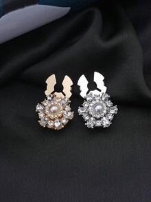 1/2/4pcs 22mm Women's Rhinestone Button Covers, Crystal Button Covers, Detachable Clip-On Button Covers, Crystal Decorative Buttons For Clothing, Lead-Colored - Multicolor - View 10