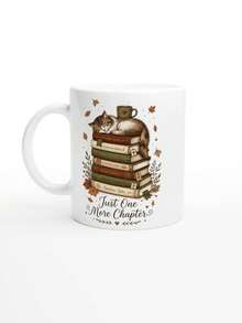 11oz Ceramic Coffee Mug, Reusable, Perfect Gift For Cat And Book Lovers, Christmas/Halloween Gift - Multicolor - View 5