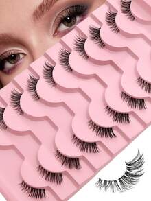Soft Natural Half Lash Extensions Faux Mink Wispy Clear Invisible Band Lightweight Reusable Eyelashes For Makeup Beginners - View 2