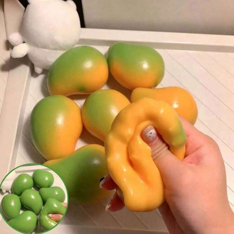 1pc Squishy Temperature-Sensitive Mango Squeeze Toy, Crunchy Sound ASMR Stress Relief Toy For Teens And Adults, Birthday Gift, Holiday Gift, Party Favor, Christmas Gift Choice