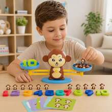 Brinquedo Jogo Balança Divertida educativo matemática Macaco Marrom - Marrom - Visão 1