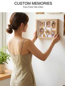 1 Set 6-Inch DIY Mini Museum Shadow Box, 3D Shadow Box Set With Gold Mini Photo Frame And Figurines, Personalized Memory Display, Unique Holiday, Anniversary, Graduation And Special Occasion Commemorative Decoration - Multicolor - View 3