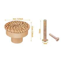 2pcs Rattan Woven Cabinet Door Handles, Natural Wood Style Baby Wardrobe Drawer Round Knobs - Multicolor - View 7