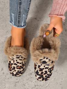 Sandal Wanita Baru Motif Leopard Ujung Persegi, Sandal Lembut dan Nyaman untuk Dalam/Luar Ruangan, Dekorasi Rhinestone - Motif macan tutul - View 2
