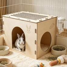 兔子寵物木製小屋 透氣躲藏屋 小型寵物籠休息巢玩具 - 20*17 - 查看 2