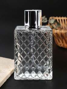 1PC 100ml/3.4oz Square Clear Glass Perfume Spray Bottle, Empty Refillable Fine Mist Atomizer, Large Capacity Portable Travel Fragrance Container - Clear - View 4