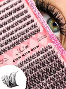 2‑Styles 400‑Cluster D‑Curl Lash Extension Kit, Mixed 8‑16mm Length Individual False Lashes, Beginner‑Ready For Daily, Parties & Music Festivals,Must-Haves For Halloween And Christmas Pair With Colored Lashes For A Doubled Effect. - C - View 2