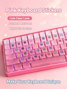Two Set Colorful Keyboard Letter Stickers, Removable Waterproof Keycap Decals, Cute Multicolor Alphabet Number Symbol Stickers For Desktop Laptop Gaming Keyboard, Easy‑To‑Apply Keyboard Decor Accessories, DIY Office Games Decorations Holiday Gifts. - View 2