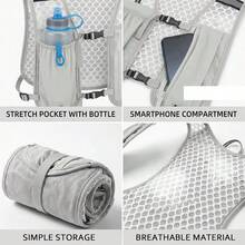 Running Vest Backpack With 500ml Water Bottle,Hydration Backpack Water Backpack Hydration Vest With 500ml Soft Flask, Lightweight Adjustable Running Backpack For Women Men,Perfect For Night Trainings Marathon Cycling Climbing - Grey Backpack + 500ML - View 5