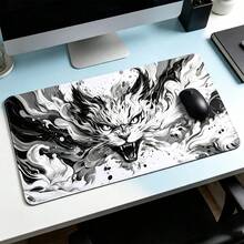 Gaming Mouse Pad XL Extended Anime Mouse Pad, Large Cute Kawaii Big Computer Mouse Mat Desk Pad With Non-Slip Rubber Base And Stitched Edge For Home Office -Black White Cat - View 5