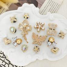 14pcs Gold Bear & Butterfly DIY Shoe Decor, Animal Casual ABS Plastic (ABS Resin) Rhinestone Home All Season - Gold - View 7