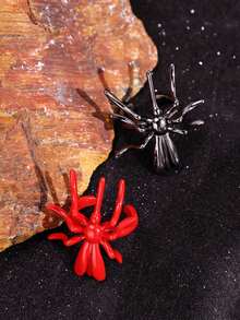 1 Pair Halloween Fashion Exquisite Versatile Personalized Unique Creative Niche Gothic Quirky Black & Red Spider Women's Ear Clips, Daily Party Commute Holiday Vacation Jewelry - Multicolor - View 4