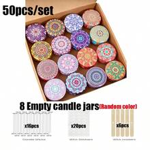 "50-Piece Round Candle Jar Set: Brightly Colored Metal Jars And Lids (Random Colors) - Perfect For Gifts And DIY Candle Making" - 50pcs/8set - View 9