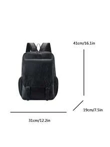 CHLCBAGS 1pc (16.1in*12.2in*7.5in) Fashion Men's Functional Backpack, Shoulder Bag, Large Capacity, Scratch-Resistant And Wear-Resistant Material, Suitable For Work Commute, Travel, Business Trip, Adjustable Shoulder Strap For Proper Length, Can Fit 14-Inch Laptop, Gift For Family, Gift For Friends, Minimalist Casual Practical Functional Backpack. - Black - View 8
