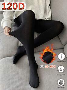 120D 高彈性薄刷毛秋季半透女款褲襪,適合日常通勤穿著 (20-25°C) - 黑色 - 查看 19