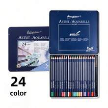 Water-Soluble Colored Pencil Set, Thick Triangular Wooden Body, Exquisite Drawing Colored Pencils - Multicolor - View 9
