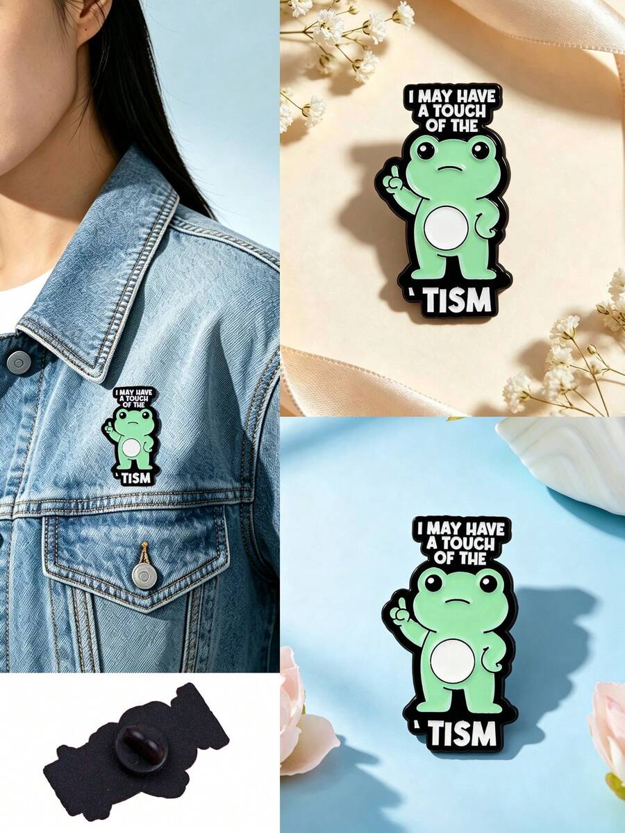 1pc Cute Funny Frog Brooch, Delicate Texture And Solid Craftsmanship, Small And Exquisite, Not Obtrusive, Suitable For Backpacks, Coats, Hats, Adds Flair To Plain Outfits, A Surprise Gift For Friends - Multicolor - View 1