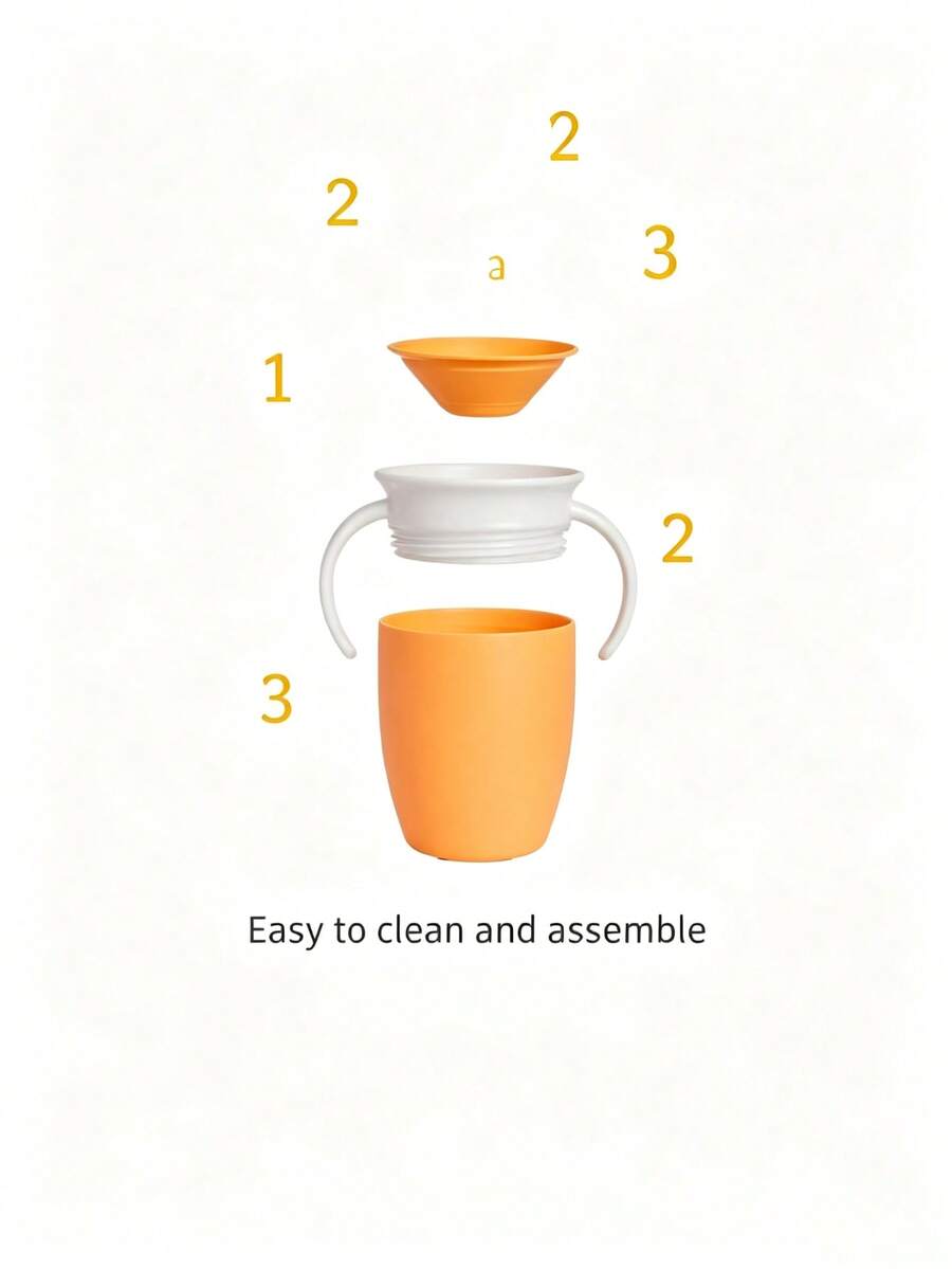 1pc 360° Leak-Proof Straw Cup With Dual Handles, Drinking Training Cup, Hydration Accessory