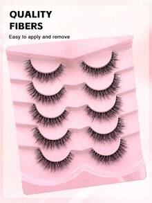 ENCHUW 5 Pairs Lashes 3D Clear Band Lashes Natural Look Wispy Eyelashes Fluffy Curl Cat Eye Fake Eyelashes - Black - View 5
