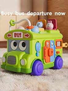 Toddler Bus Toy Interactive Activity Bus With Touch Function, Shape Matching And Animal Pop-Up Toy, Travel Toy, Sensory Toy, Children's Toy, Montessori Toy - Multicolor - View 13