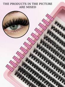 D-Curl DIY False Eyelash Clusters, D-Curl Eyelash Clusters, D-Curl Curliness, Mixed Natural Eyelash Extension, Ultra-Dense Long Eyelash Clusters, Curly Single Eyelashes, Thin Long Eyelashes, Long Cartoon Effect Eyelashes, Suitable For Beginners To Use At Home - D - View 4