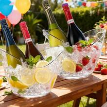 INNOVATIVE LIFE Ice Buckets 2 PCS, Clear Acrylic Wine Bucket For Parties 4L, Beverage Tub Party Drinks Ice Tub For Champagne, Beer Bottles, Wine And Fruits, Banquets And Seaside Activities - 4L - View 5