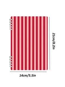 Campus Style Minimalist Striped Notebook, Red And White Striped Cover Student Writing Office Record Diary - Red And White Striped Notebook, Ideal Choice For Back To School Supplies And Learning Supplies - Perfect Gift For Students - Exquisite Storage And Planning Notebook Decorated With Striped Theme - Very Suitable For Daily Use And Organization. Striped Pattern Randomly Cut - Multicolor - View 8