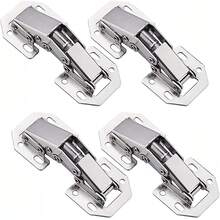 4pcs Quiet Soft Close Hinges, 4 Inch Reinforced Soft Close Bridge Hinges, 90 Degree Cabinet Hinges With Screws - No Drilling Required - Suitable For Kitchen Cabinets And Cabinet Doors | Cold Rolled Steel - CC - View 1