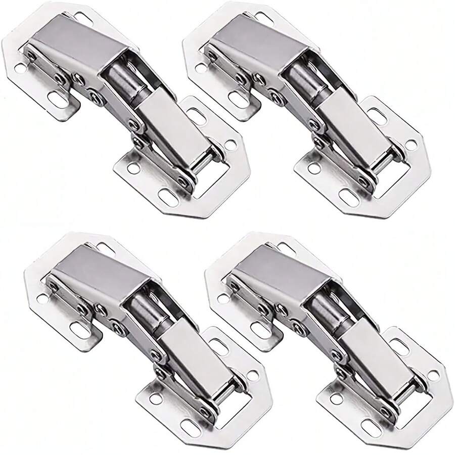 4pcs Quiet Soft Close Hinges, 4 Inch Reinforced Soft Close Bridge Hinges, 90 Degree Cabinet Hinges With Screws - No Drilling Required - Suitable For Kitchen Cabinets And Cabinet Doors | Cold Rolled Steel - CC - View 1