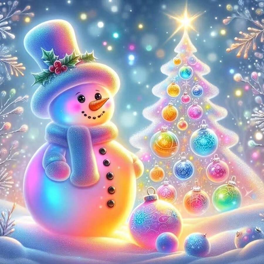 1PC DIY 5D Diamond Painting Kit Christmas Snowman Pattern - Round Full Drill Art Mosaic Craft, Home Wall Decor, Unframed - No Frame - View 1