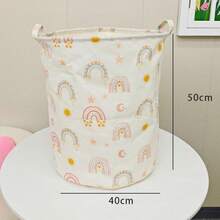 Large Bow Pattern Foldable Round Storage Basket, Multi-Functional Storage Bin, Suitable For Bathroom, Room, Laundry Basket, Dirty Clothes Basket, Room Clutter Large Capacity Storage Bin, Clothing Storage, Clutter Storage, Multi-Functional Storage - Multicolor - View 11