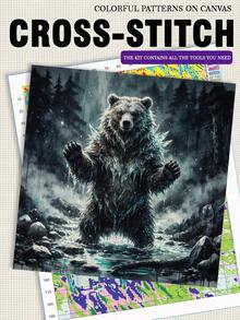 14CT Printed Cross Stitch Kit. Forest Animals. Relaxing DIY For Adult Beginners. Includes Cloth, Needles, Threads & Chart. Handmade Wall Art Decor Gift. 40x40cm/15.7x15.7in. - 14CT-40X40CM - View 6