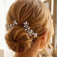 2Pcs Shiny Elegant Party Iron Hair Sticks Bridal Wedding Hair Accessories All Seasons - Color - View 2